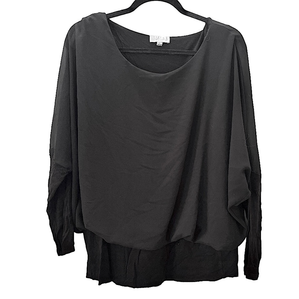 Joseph A Black Sheer‎ Sleeve Blouse